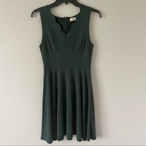 Altar’d state dark green scallop edge fit and flare dress
